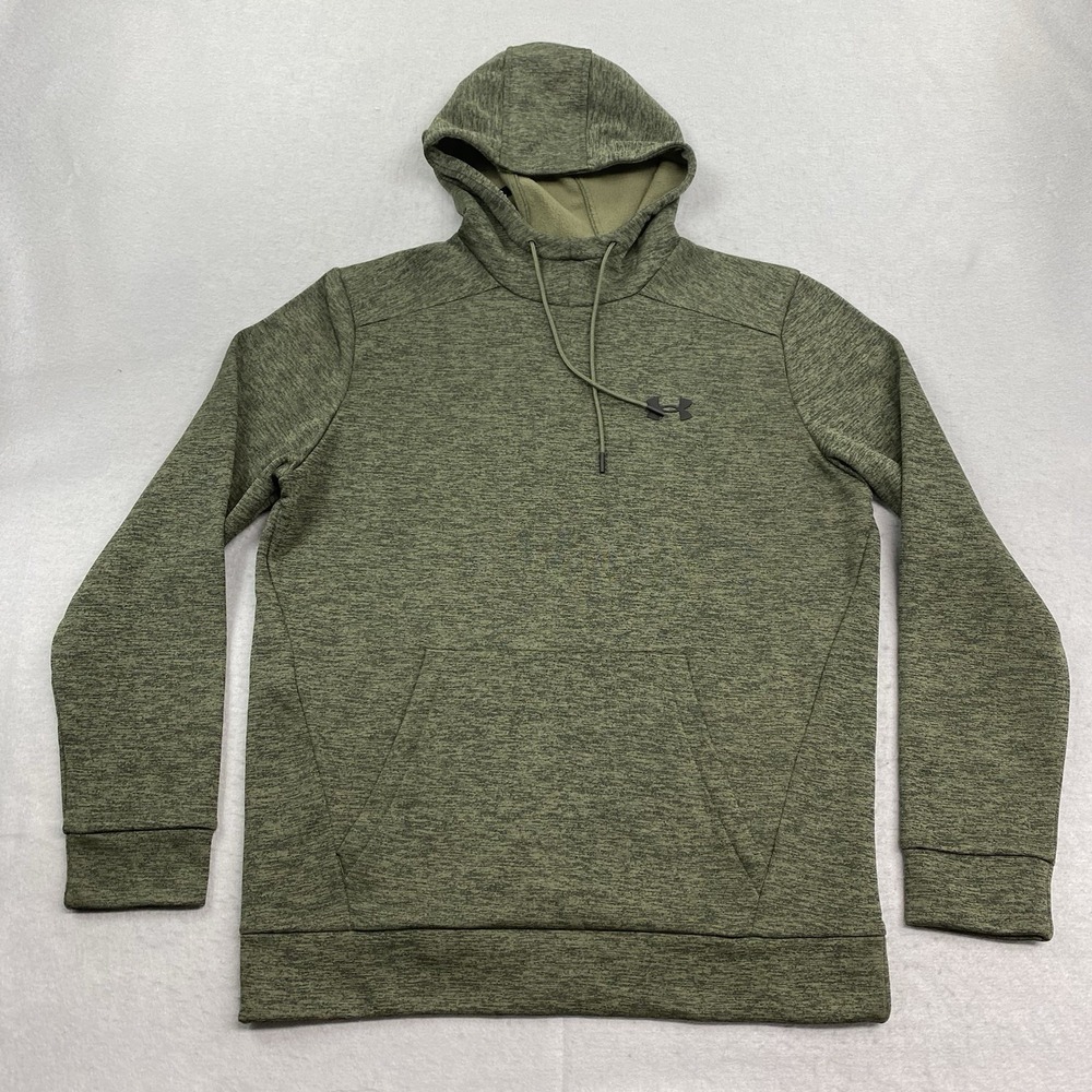 Under Armour Sweatshirt Mens Medium Green Fleece Twist Hoodie Loose Fit UA